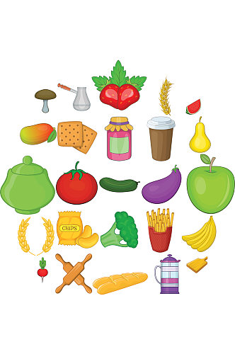 蔬菜饮食图标设置动画片