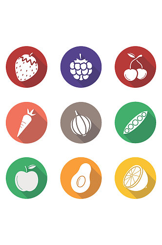 水果浆果和蔬菜的平面设计标识