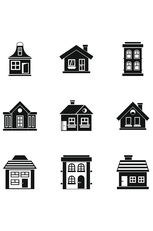 房子的图标集9个房子传染媒介象-众图网