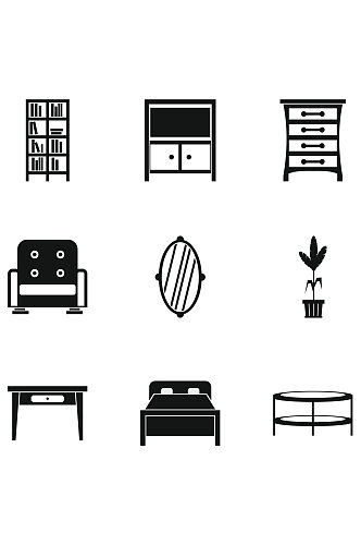 家用家具图标设置9个家庭家具