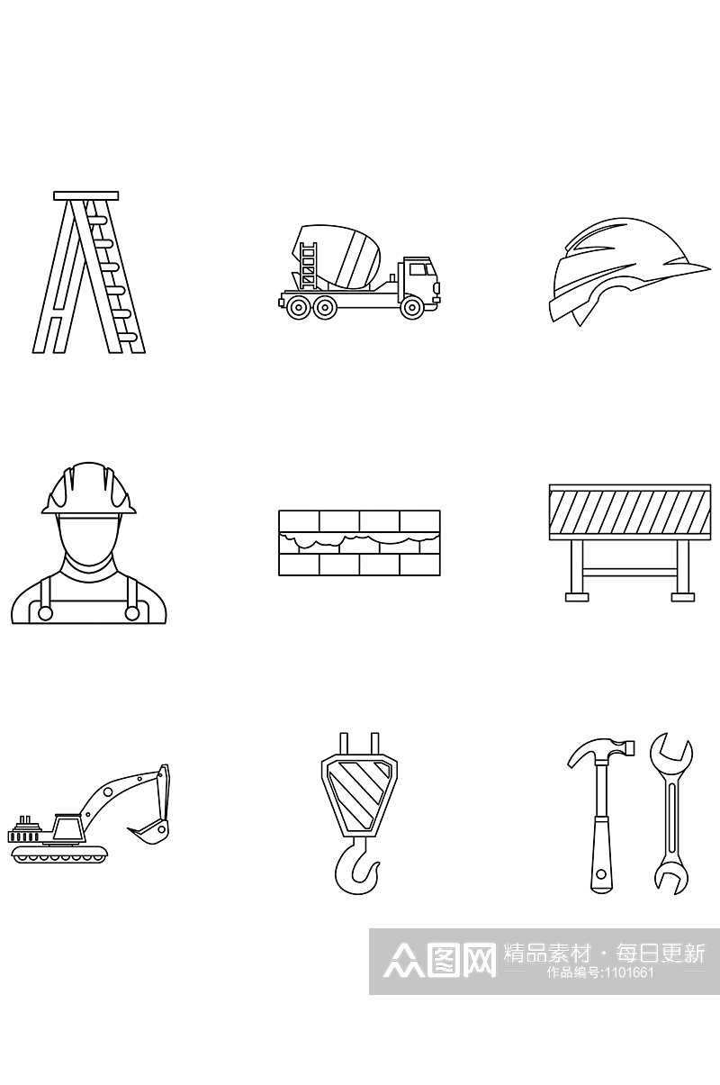 建筑工具图标设置概述9个建筑工具素材