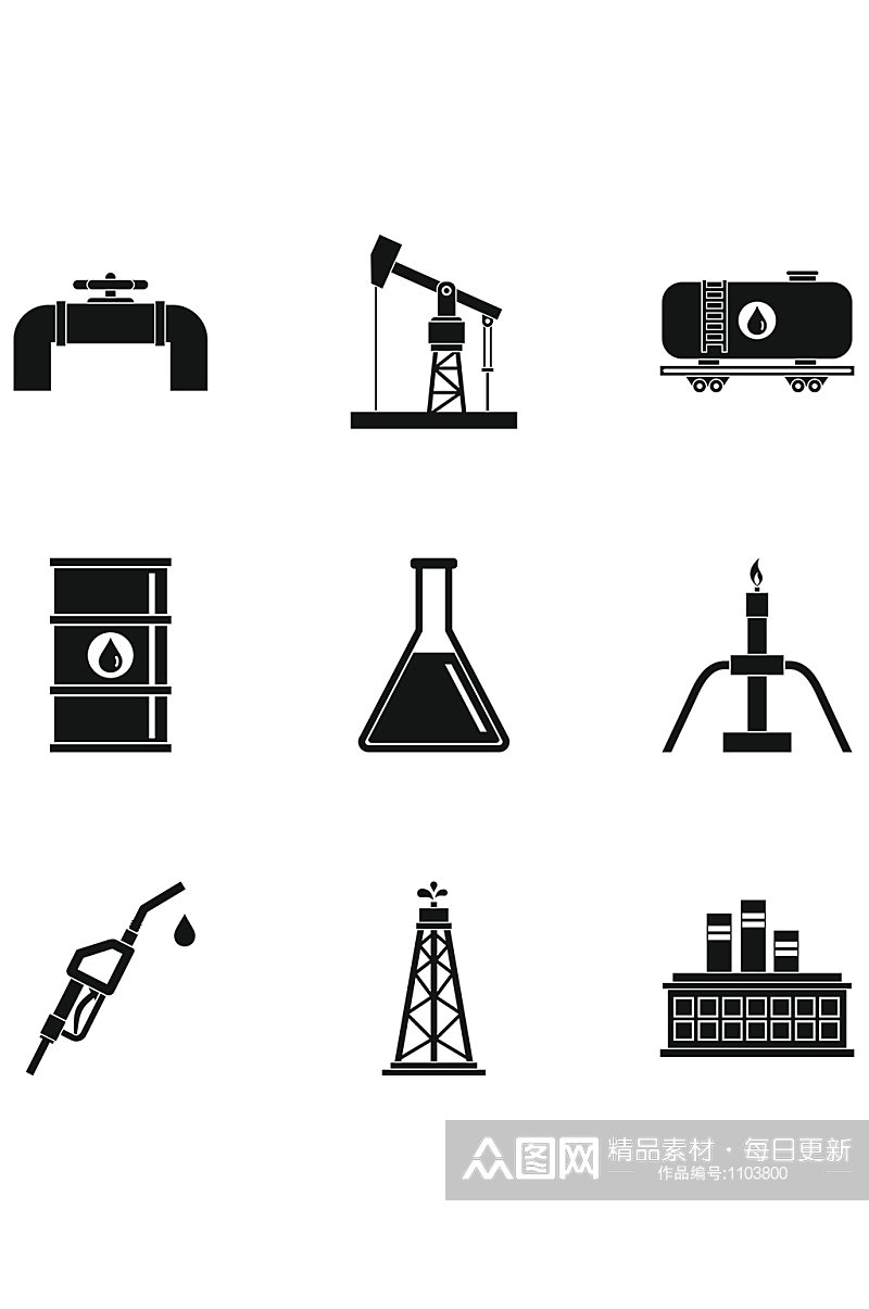 石油生产图标设置9个石油生产传染媒介素材