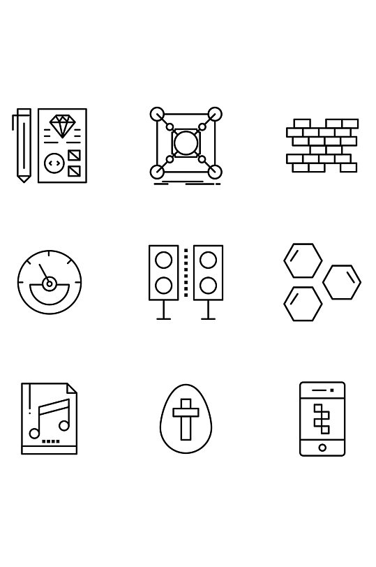 用于Web打印介质的9个现代轮廓符号