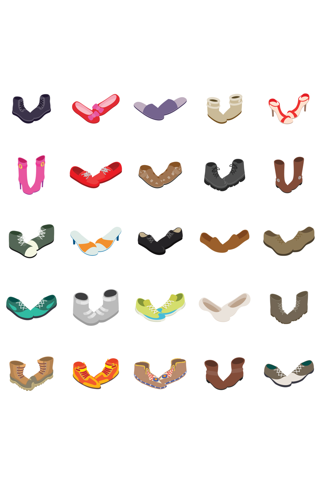 鞋类图标设置在白色背景素材