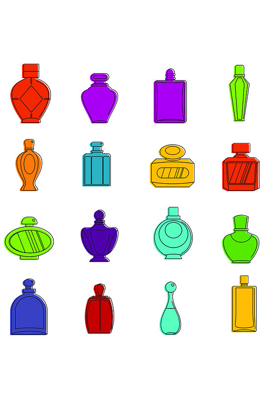 香水瓶图标设置乱画在任何网络设计