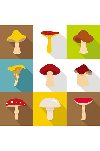 新鲜蘑菇图标集平面样式集的网页设计