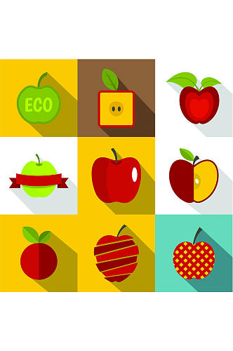 创意苹果图标设置平的组的9创意苹果