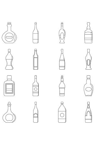 瓶形式图标集概述16个瓶形式传染媒介