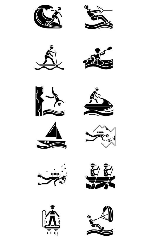 水上运动标志符号图标设置剪影符号