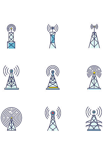 5G基站和天线RGB颜色图标设置无线