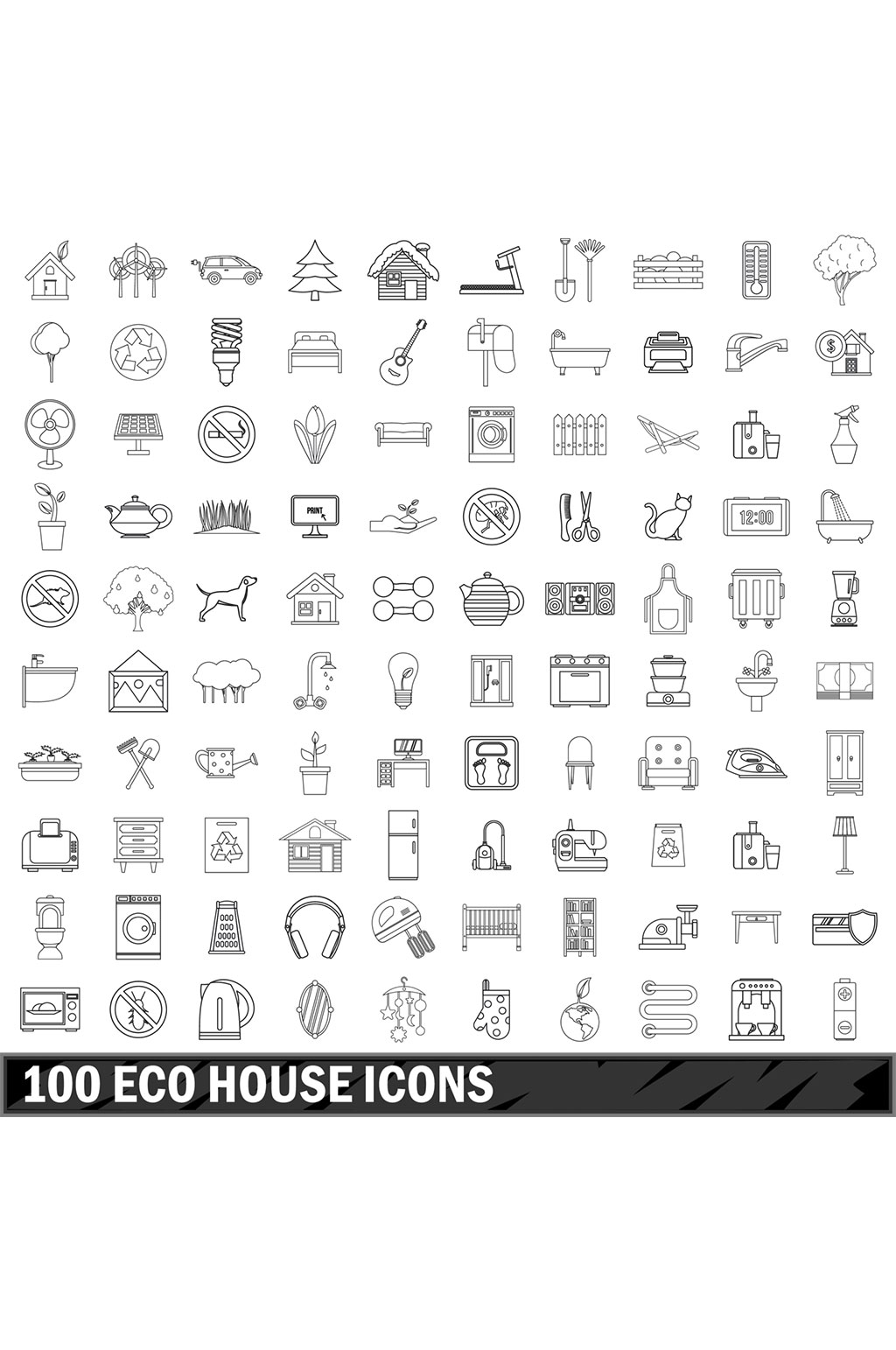 100个eco房子象在所有设计传染媒介素材