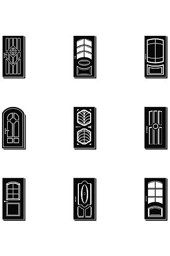 玻璃门图标设置简单的一套9个玻璃门
