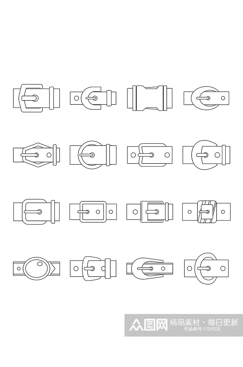 皮带扣图标设置概述16个皮带扣传染素材