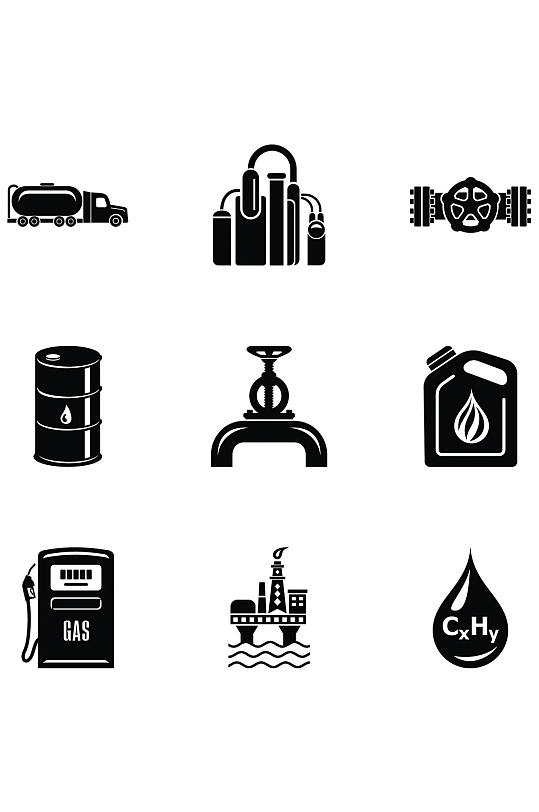 石油的图标集简单的一套9石油矢量图标