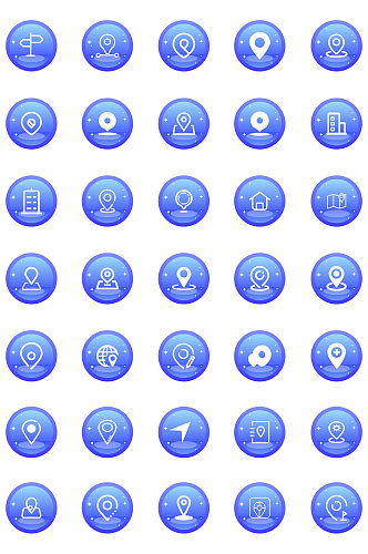 蓝色简约地图定位图标icon