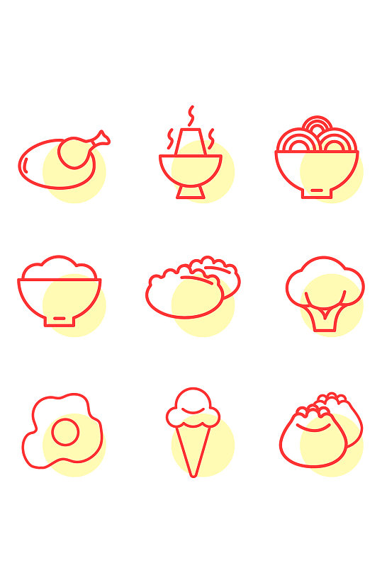 美食线性图标集合icon