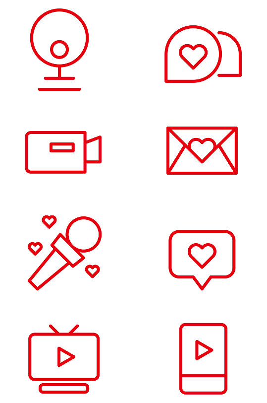 红色简约直播图标