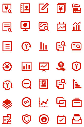红色线性金融图标icon