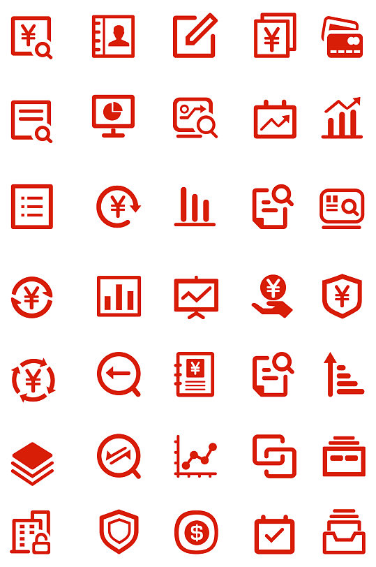 红色线性金融图标icon