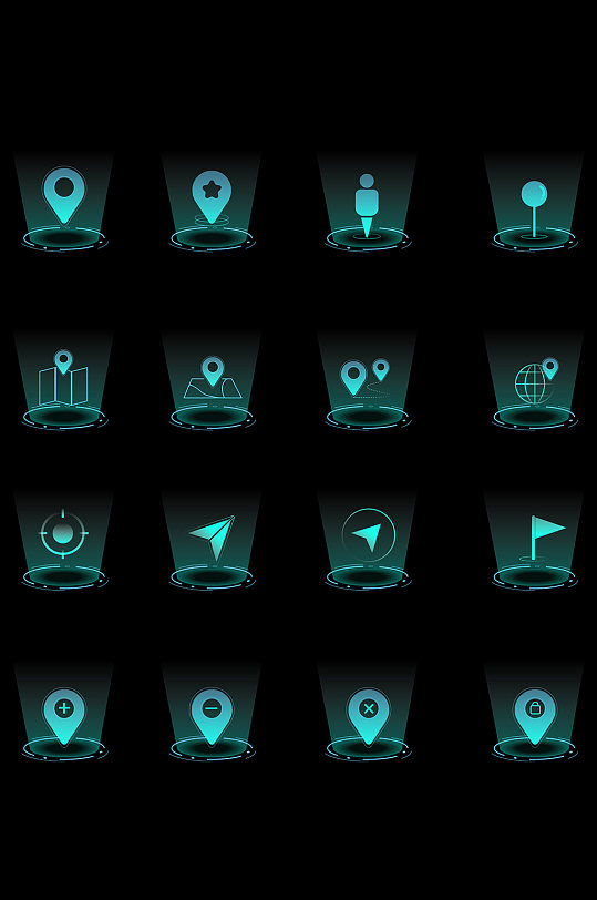 科技感地图图标icon