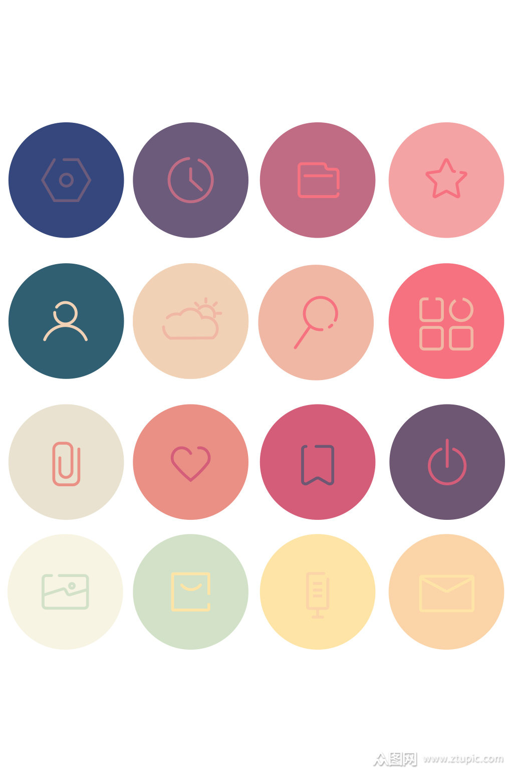 网页简约色块ui图标