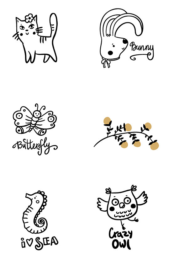 小动物线稿图形icon