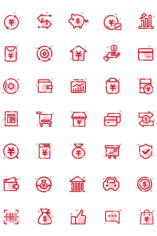 红色金融理财类矢量icon图标