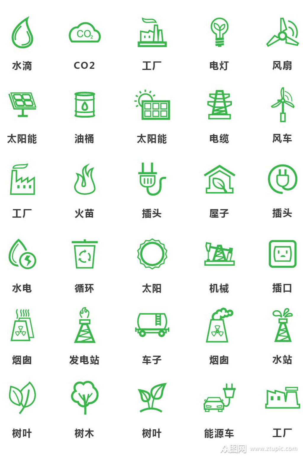 绿色简洁环境能源矢量图标