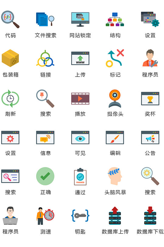 扁平化互联网图标矢量