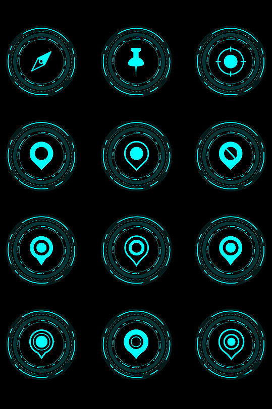 科技感地图图标icon-众图网