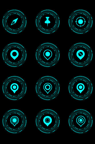 科技感地图图标icon