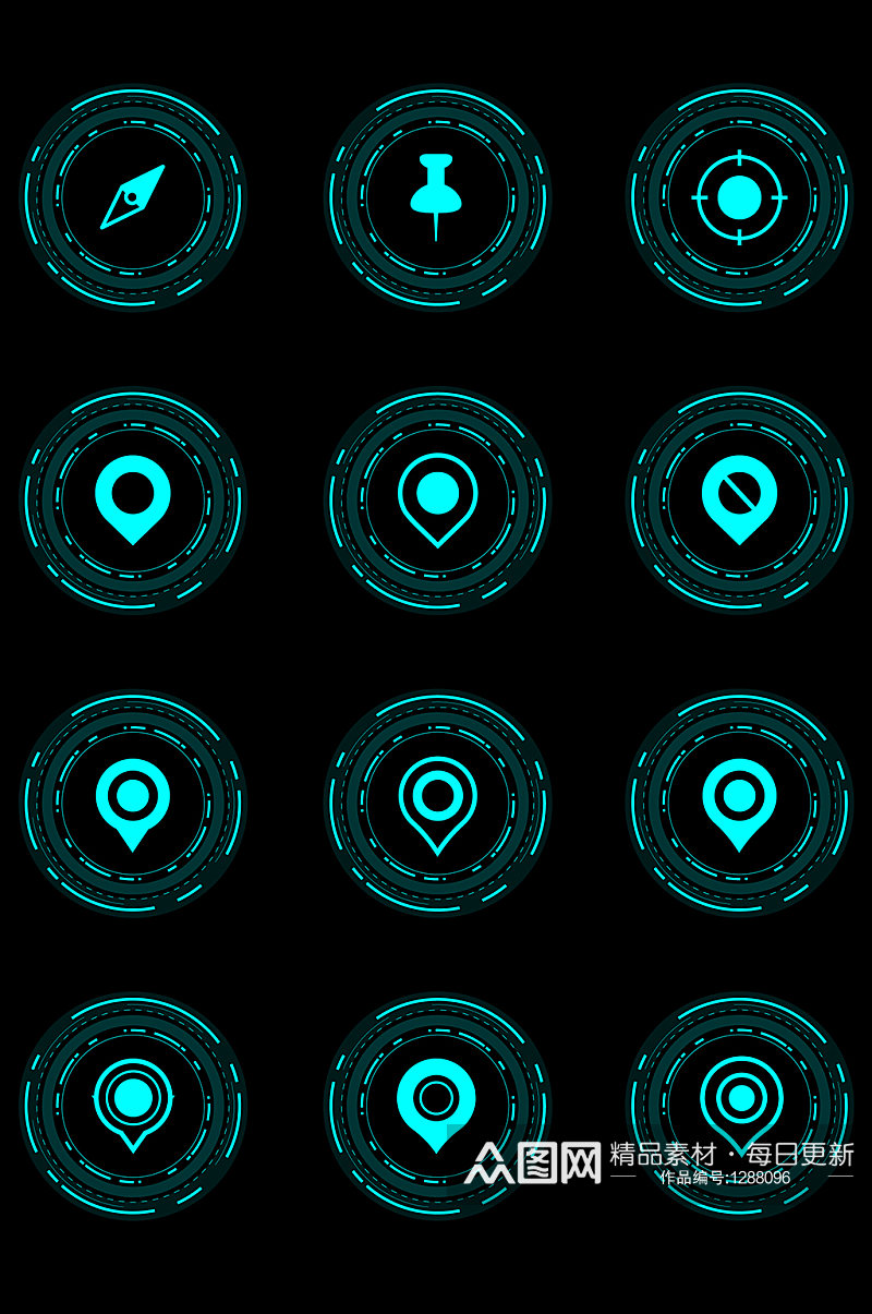科技感地图图标icon素材