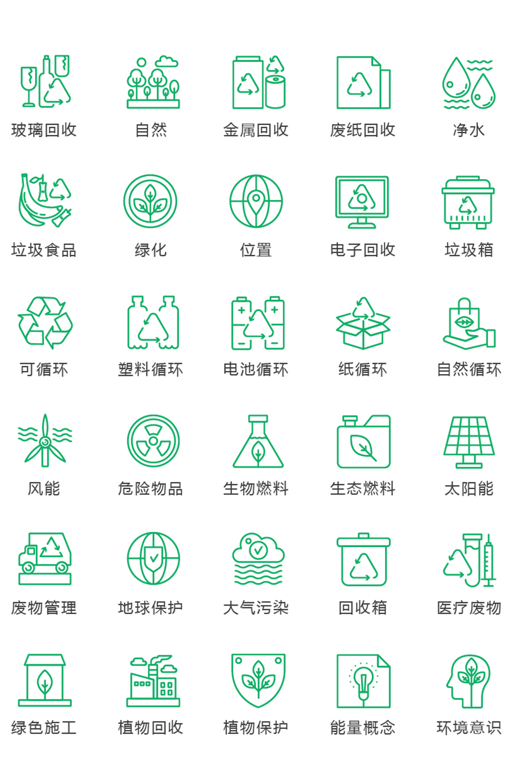 绿色线性环保能源图标矢量素材