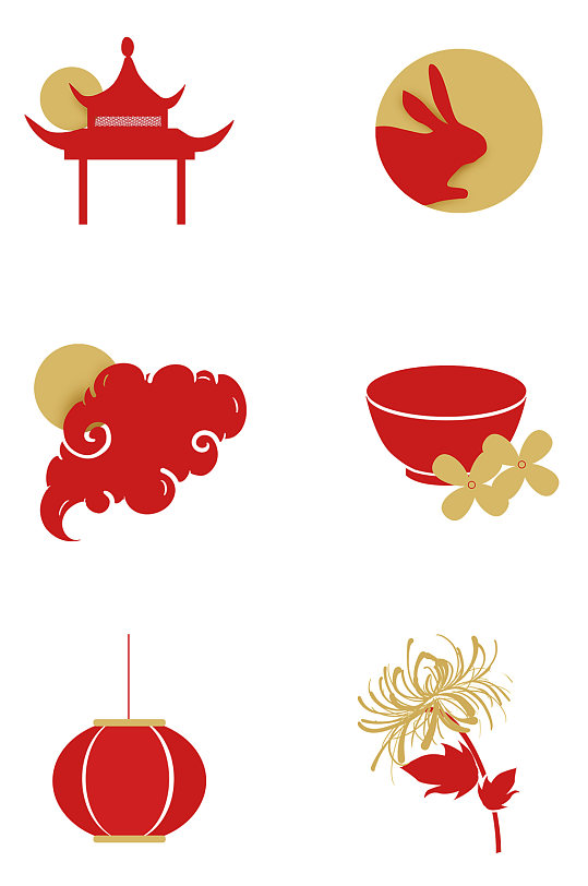中秋节剪纸图标icon