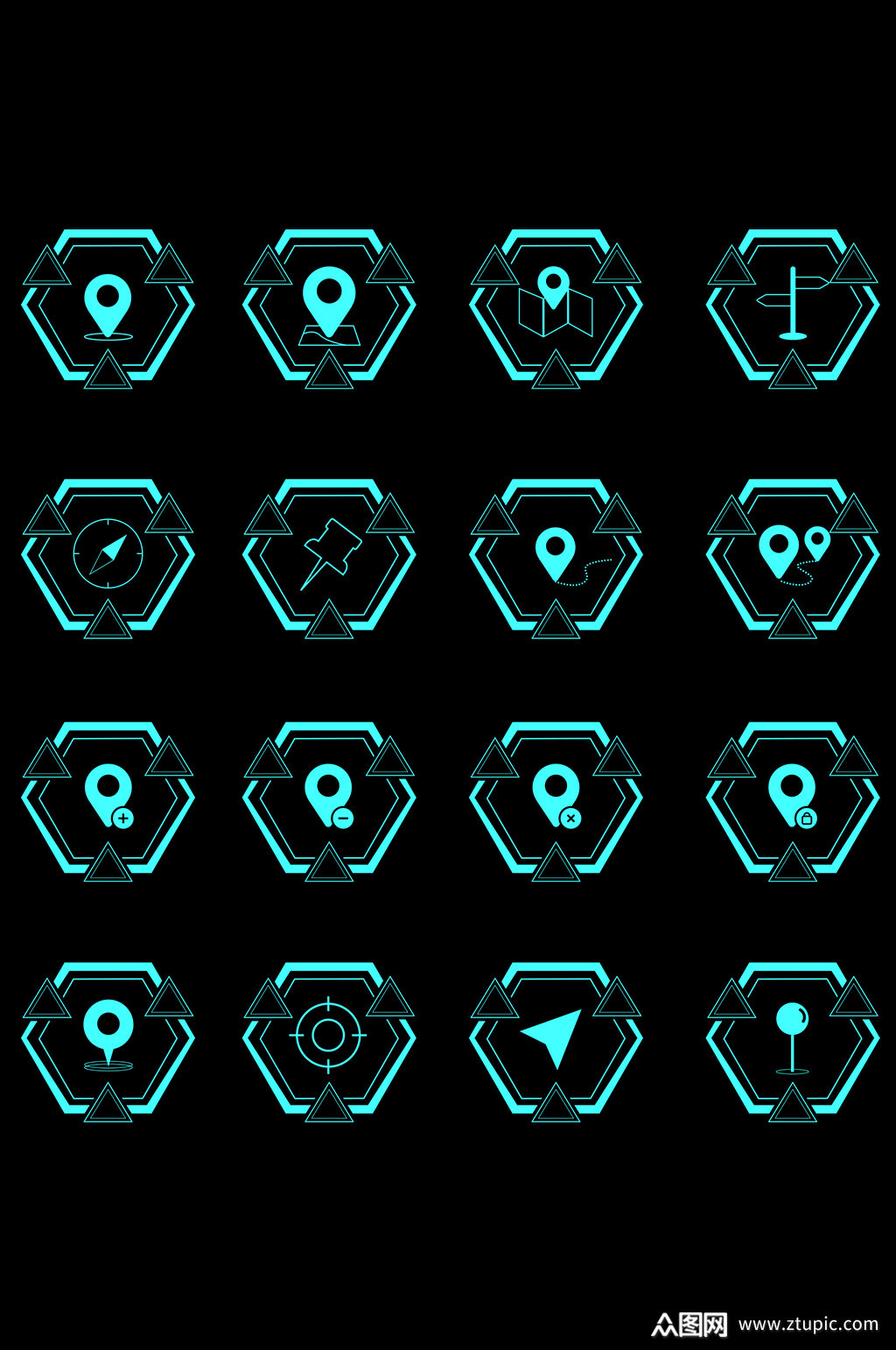 科技感地图图标icon