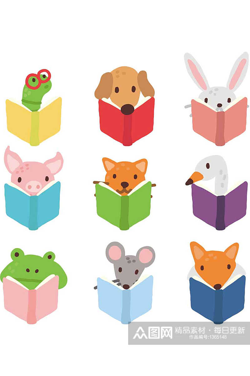小动物儿童阅读书籍素材