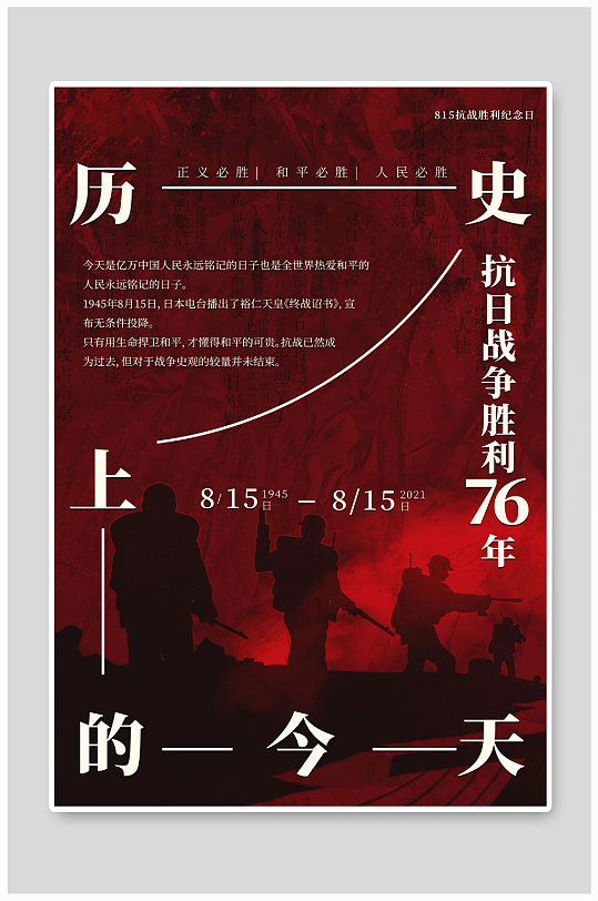中国抗战胜利纪念日 勿忘国耻中国抗日战争海报