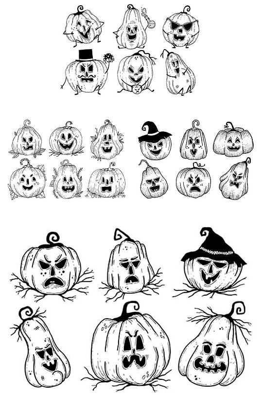 黑白手绘风万圣节