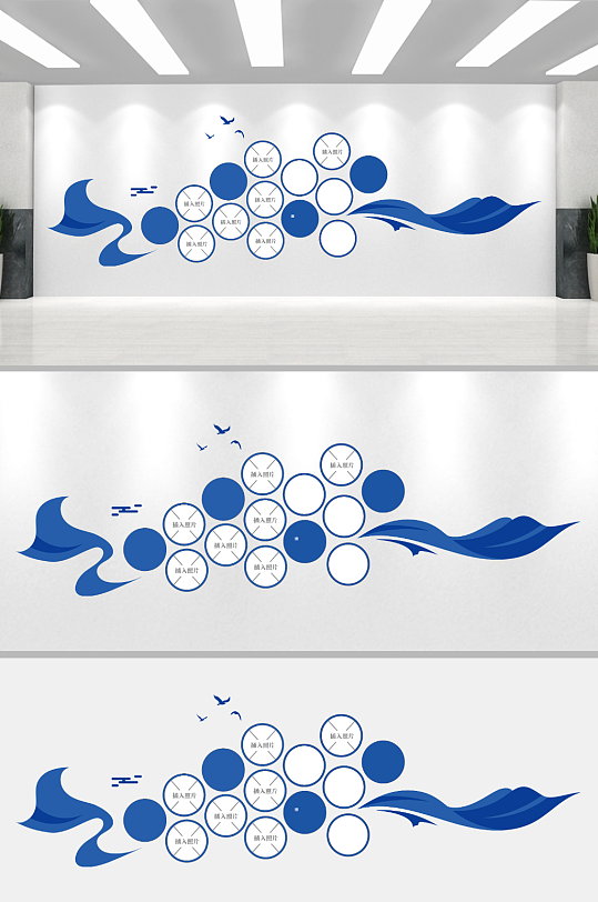 原创蓝色企业照片墙企业文化墙员工风采-众图网