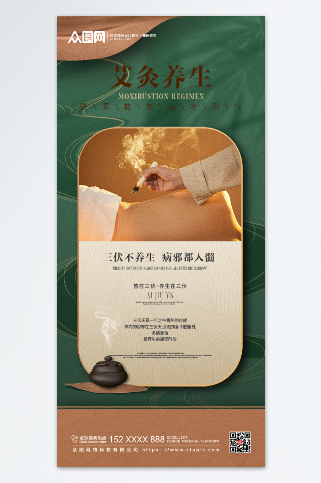 艾灸功效简介海报素材