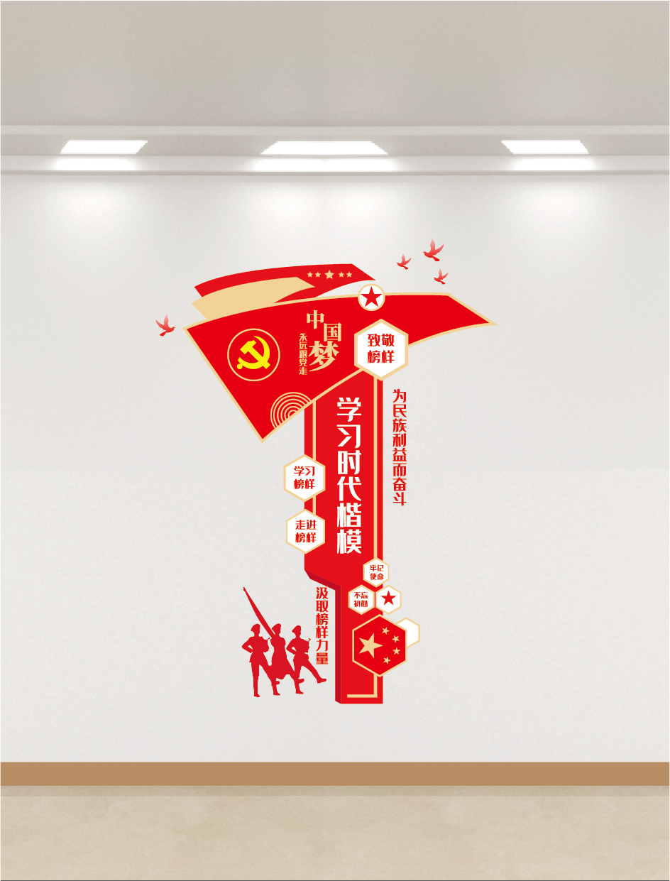 竖版标语党建文化墙素材