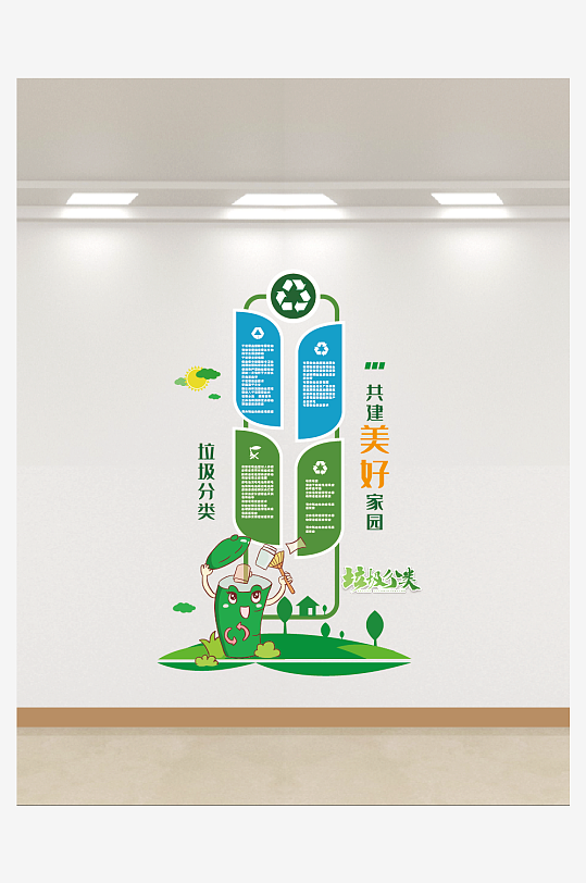 竖版垃圾分类文化墙