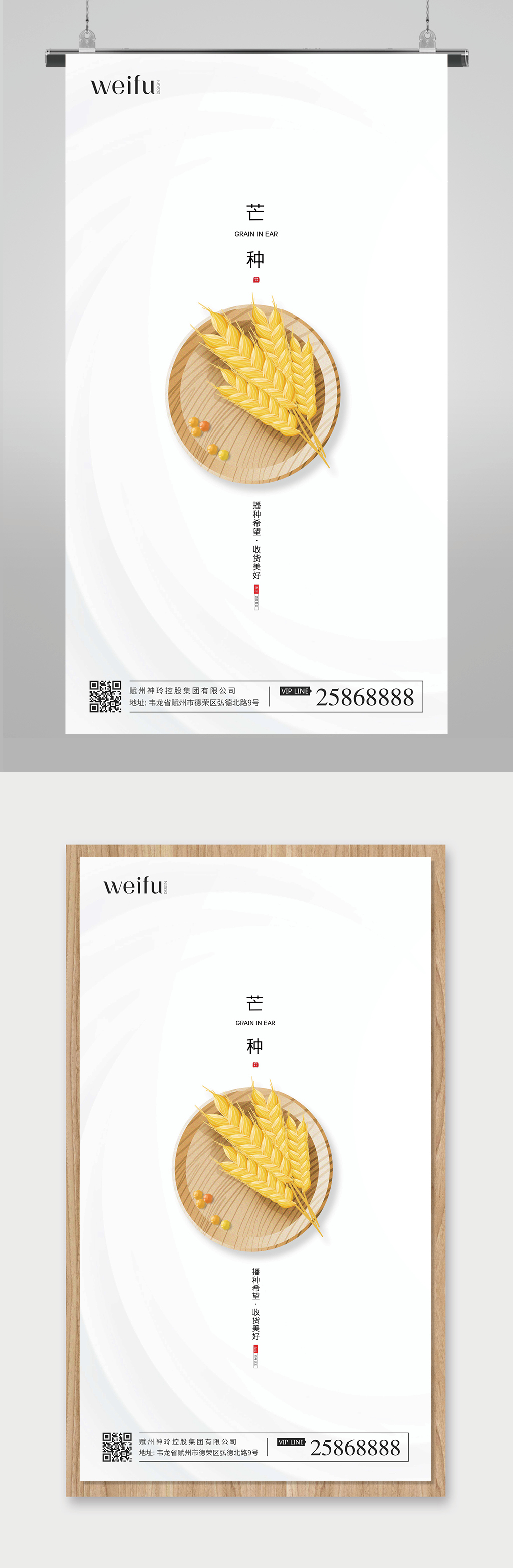 白色简约大气创意二十四节气芒种素材