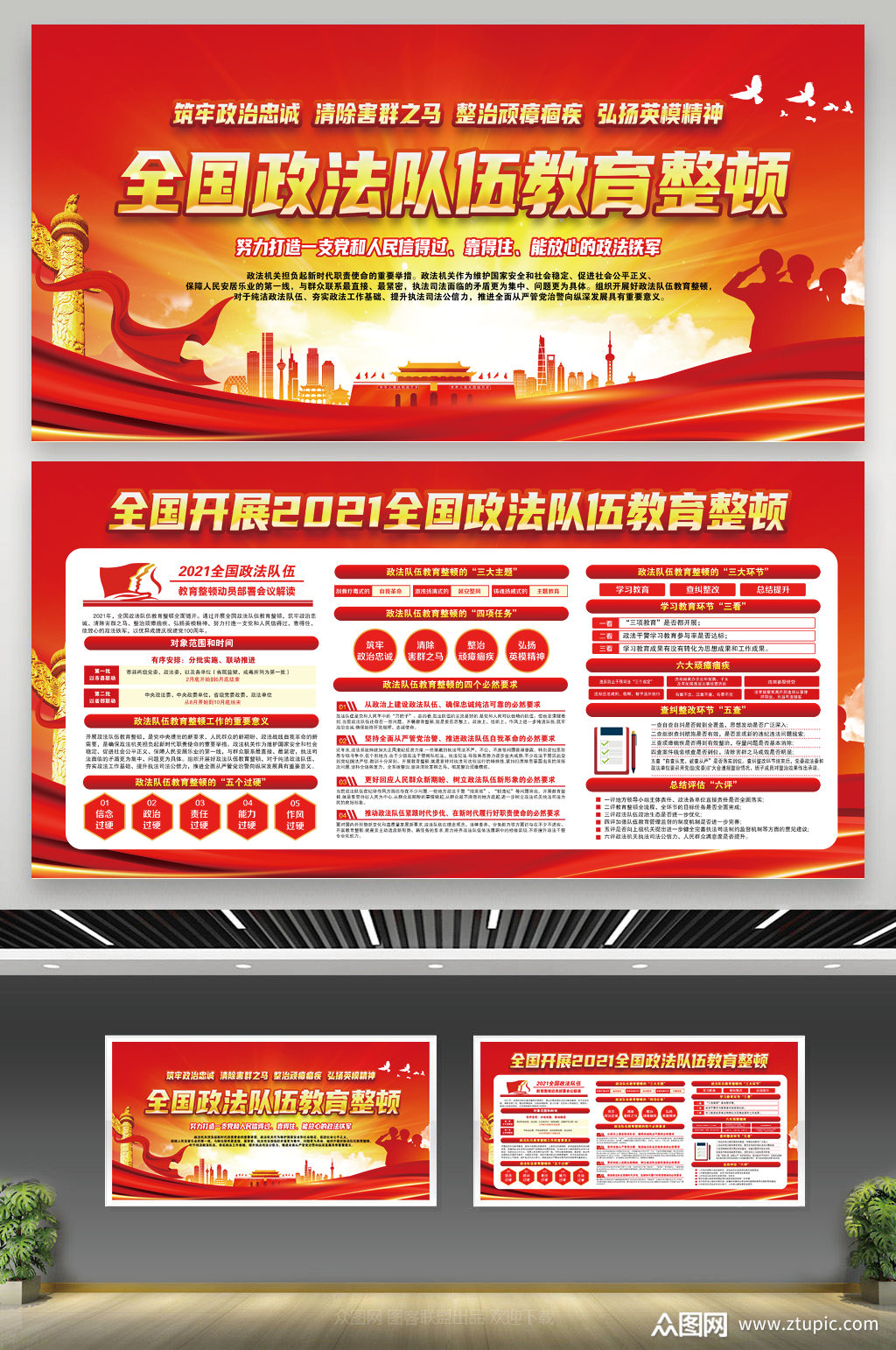 全国政法队伍教育整顿展板