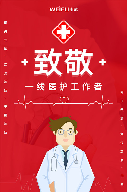 致敬最美逆行者一线医护工作者移动端海报