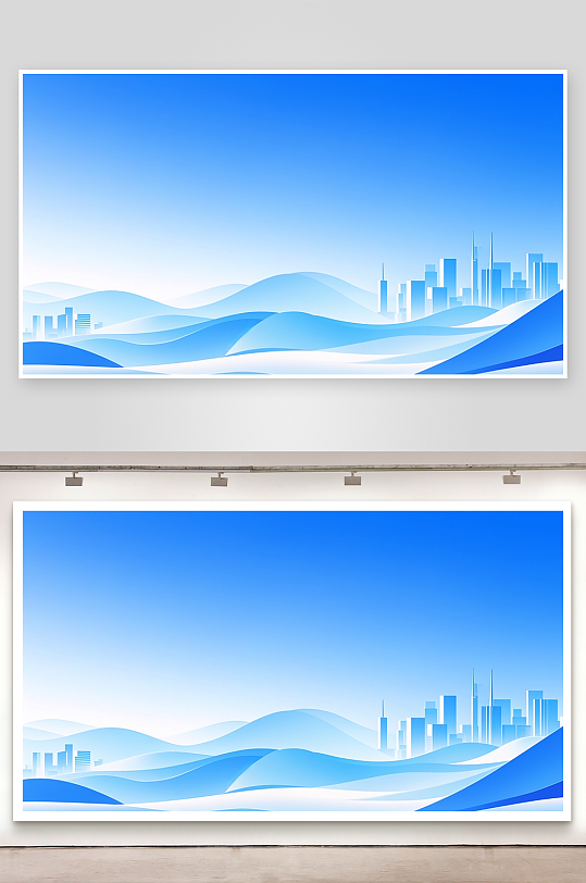 蓝色线条城市建筑科技背景-众图网