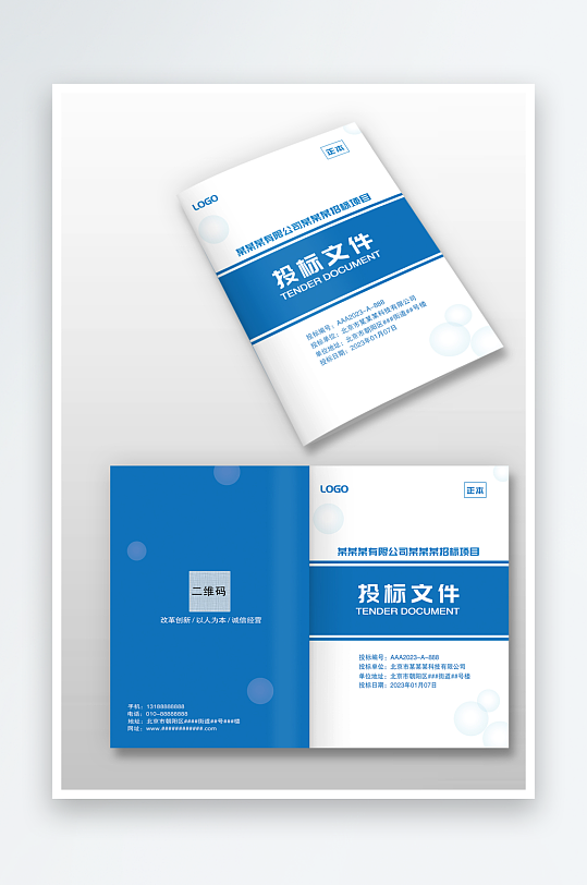 藍(lán)色公司企業(yè)投標(biāo)文件標(biāo)書(shū)封面封皮