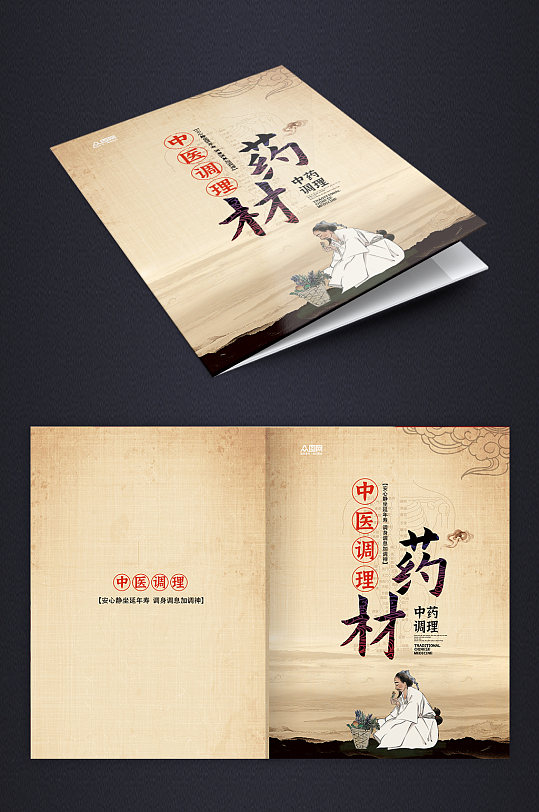 简约中国风中药药材书籍封面设计