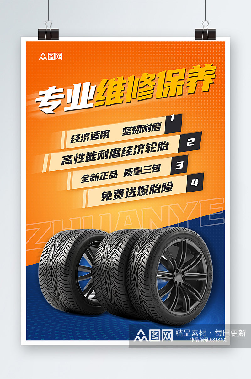轮胎定制维修保养宣传海报素材