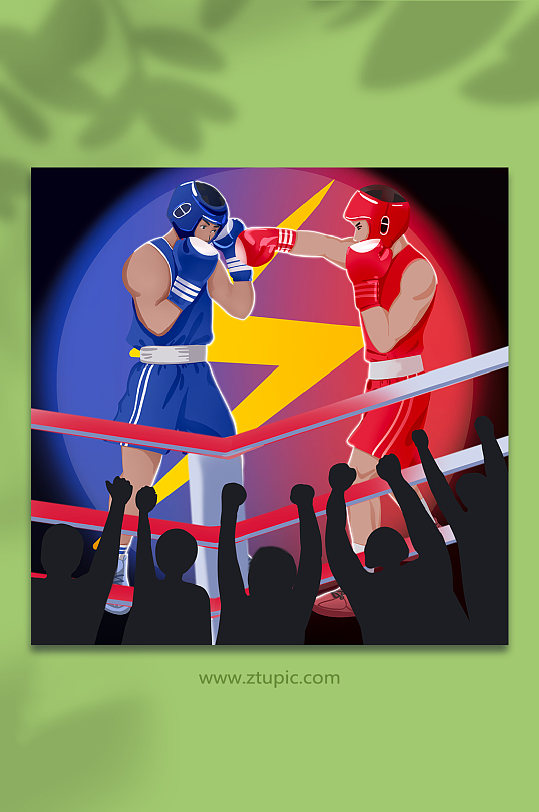 比赛对决比赛拳击人物插画-众图网